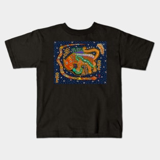 Tribal Shaman Tiger King - Red Kids T-Shirt